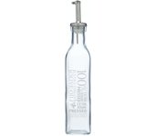 KitchenCraft Botella de cristal impresa para vinagre/aceite de oliva con pico rociador, 270 ml, transparente