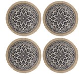 Creative Tops Juego de 4 Salvamanteles Redondos de Arpillera con Diseño de Mandala 41cm Azul