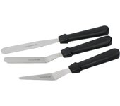 KitchenCraft Juego de espátulas para tartas con 3 pequeños cuchillos de paleta de acero inoxidable para hornear, Plata / Negro