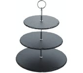 Artesà Juego de Servir para Tartas de Pizarra de Tres Niveles, Juego de pie para Tartas, 28,5 x 34,5 cm, en Caja de Regalo