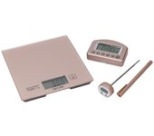 Taylor Pro - Juego de medición de cocina de 3 piezas con báscula digital higiénica, termómetro de lectura instantánea y temporizador, color oro rosa
