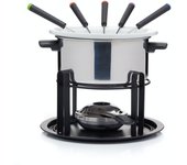KitchenCraft Juego de fondue 3 en 1 con tenedores de fondue codificados por colores (para fondue de chocolate, carne y queso), Plateado