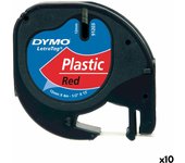 Cinta laminada para rotuladoras dymo 91203 12 mm letratag® negro rojo (10 unidades)