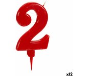 Vela cumpleaños rojo número 2 (12 unidades)