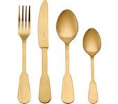 Mikasa Soho Gold Juego de Cubiertos de Acero Inoxdable de 16 Piezas, Juego para 4, Incluye 4x Cuchillos, Tenedores, Cucharas de Postre y Cucharillas de Té, Apto para Lavavajillas
