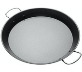 KitchenCraft World of Flavours Paella Pan, Sartén Antiadherente para Arroz y Sazonador de Paella, Acero al Carbono, 38,5 cm (15''), Negro