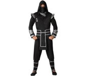 Atosa disfraz ninja negro adulto plateado M