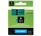 DYMO D1 - Etiquetas estándar - Negro sobre verde - 9mm x 7m