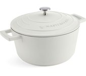 MasterClass Cazuela con Tapa, Mediana 4L/24 cm, Aluminio Fundido Ligero, Apta para Horno y Placa de Inducción, Crema