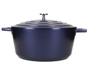 MasterClass Cazuela con tapa, grande 5L/28 cm, aluminio fundido ligero, apta para horno y placa de inducción, azul