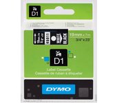 DYMO D1 - Etiquetas estándar - Blanco sobre negro - 19mm x 7m