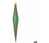Set adornos de navidad alargado verde dorado 3 x 8,5 x 19 cm (12 unidades)