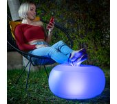 InnovaGoods - Puf Hinchable LED Multicolor, Mando a Distancia Limpio, Resistente al Agua, Ligero y portátil, Ideal para Interior y jardín, Blanco, único, plástico