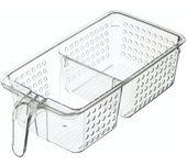 KitchenCraft Caja organizadora mediana de plástico para nevera/armario, 15,5 x 31 x 9 cm (6" x 12" x 3,5") - Transparente