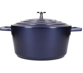 MasterClass Cazuela Mediana con Tapa 4 Litros/24 cm, Aluminio Fundido Ligero, Apta para Horno y Placa de Inducción, Azul