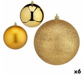 Set de bolas de navidad dorado plástico 12 x 13 x 12 cm (6 unidades)