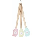 KitchenCraft Sweetly Does It Espátulas Pequeñas de Silicona para Hornear, Diseño Floral, Juego de 3 Mini Espátulas
