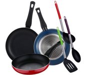 Bergner Jumpy Set 3 Sartenes de Aluminio 20, 24 y 28cm + 3 Utensilios San Ignacio Jolie