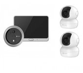 EZVIZ DP1C Mirilla Wifi 720P con Detección de Movimiento y Visión Nocturna + 2x TY2 Cámara de Vigilancia IP WiFi 1080p