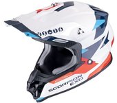 Scorpion VX-16 Evo Air Rod Casco de motocross - Blanco Rojo Azul (XS)