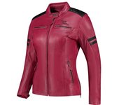 Rusty Stitches Joyce V2 Chaqueta de cuero de moto para mujer - Negro Rojo (40)