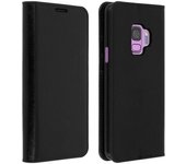 Avizar Funda Libro Cartera de Cuero Negra para Samsung Galaxy S9