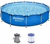Piscina Bestway Steel Pro 366cm diámetro con bomba de filtro