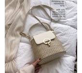 Casual Chains Straw Bucket Bags Women Summer Messenger Bag Rattan Bags Beach Lady Travel Purses and Handbags Shoulder Bag Bolsa