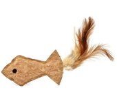 Pez De Corcho Con Pluma Nayeco Para Gato 9,5 Cm 1 Unidad.