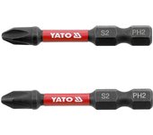YATO, modelo YT-78041, Punta de impacto 1/4"x50mm PH2, incluye 2 piezas, ideal para trabajos de precisión y alta durabilidad en herramientas de impacto.