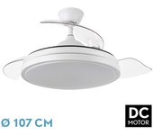 ABRILA Ventilador de techo con luz LED motor DC ESCORPION Blanco Aspas Retráctiles 107D