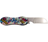Navaja Third modelo Snowboard mango de alumino con imprimación 3D a doble cara de snowboarder, hoja de acero 420 acabada en brillo espejo de 8 cm, navaja de bloqueo de forro.
