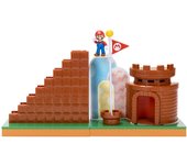 Super Mario Jakks Pacific, Revive la emoción de Super Mario con el Playset Nivel Final - Escalera y Bandera!, Incluye Figura Mario de 6 cm