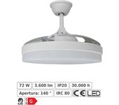 Ventilador tahití - techo - 1060 mm - mando a distancia - 6 velocidades - motor dc - luz led integrada - acabado en blanco