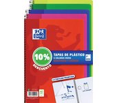 Oxford Cuadernos A4 , Tapa Plástico, 80 Hojas, Cuadrícula 4x4, Pack 5 unidades, Surtido colores vivos