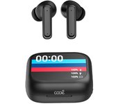 Cool auriculares stereo bluetooth earbuds lcd ambient negro