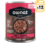 12x395 gr Ownat Wetline Beef & Salmon Comida Húmeda Para Perros Con Buey Y Salmon 12x395 Gr