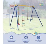 Costway Juego de Columpios 4 en 1 con Aro de Baloncesto Columpio Cinturón Ajustable Escalera para Escalar Disco Cuerda Carga 300 kg Amarillo