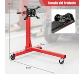 Costway Soporte de Motor de Capacidad de 3/8 Toneladas 3/4 Ruedas Servicio Pesado con Cabezal Giratorio de 360 ° y 4 Brazos Ajustables Rojo