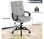 Costway Silla de Oficina Ergonómica con Altura Ajustable Transpirable con Ruedas Reposabrazos Gris