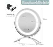 Costway 30 cm Espejo LED de Maquillaje con Luz 3 Colores Regulables Función de Memoria y Pantalla Táctil Espejo Redondo para Baño Tocador Blanco