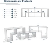 Costway Mueble Consola de TV de 3 Piezas de Combinación Centro de Entretenimiento para TV hasta 65'' para Salón Blanco