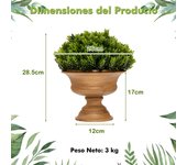Costway Juego de 4 Plantas Artificiales con Florero Vintage para Mesa de Centro Pequeños Pinos Falsos Mini Plantas Falsas de Interior Verde