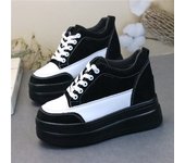 10CM Genuine Leather Platform Wedge Hidden Heel Women Casual Shoes Chunky Sneakers Za Ins Fashion Sneakers Boot