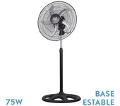 Ventilador de pie reforzado negro 3 vel. 75w 5 aspas aluminio plata giro 360 regx50x50 cm