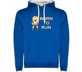 Kruskis Sudadera Con Capucha Born To Run Two-colour male Royal Blue / White 3XL