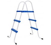 vidaXL Escalera Para Piscina Acero Azul Y Blanco 84 Cm
