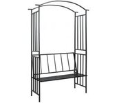 vidaXL Arco De Jardín Con Banco Hierro Negro 128x50x207 Cm