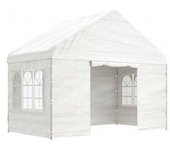 vidaXL Cenador Con Techo Polietileno Blanco 4.08x2.23x3.22 M