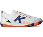 Kelme - Zapatilla de fútbol sala Stiletto, Unisex, Blanco-Azul Marino, 8,5 USA